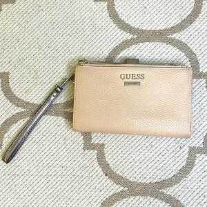 Guess zipper pocket phone case rose gold wristlet